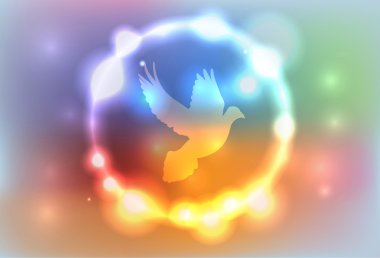 Abstract Glowing Lights Surrounding a Dove Illustration clipart
