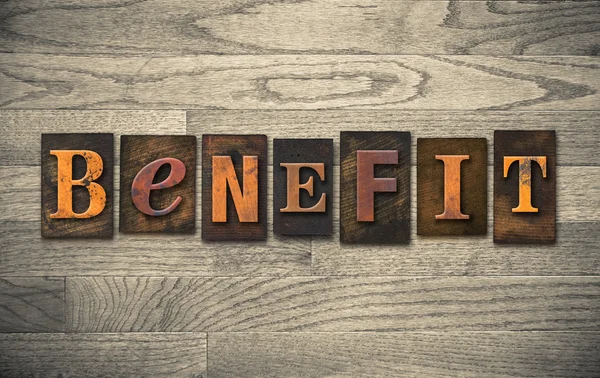 Benefit Wooden Letterpress Theme — Stock Photo, Image