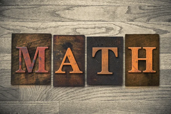 Math houten boekdruk thema — Stockfoto