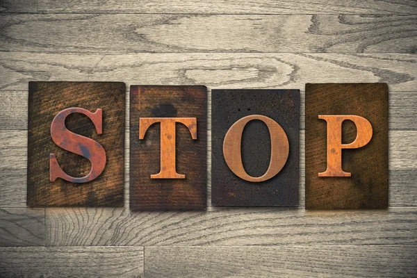 Stop Wooden Letterpress — стоковое фото