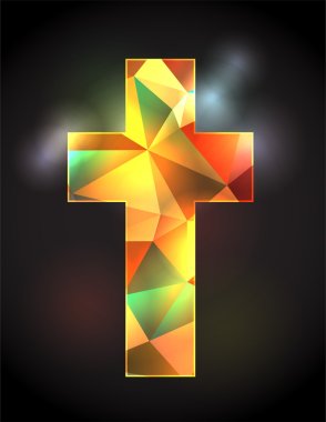 Stained Glass Christian Cross Illustration clipart