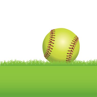 Çimen çizim üzerinde oturan bir softbol