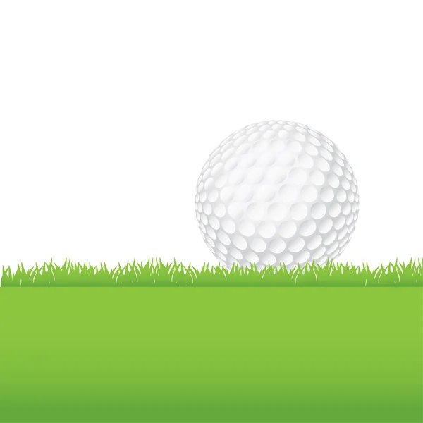 Pelota de golf sentada en un fondo de hierba Ilustración — Vector de stock