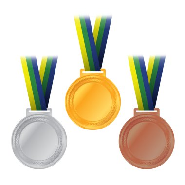 Olimpiyat madalya altın gümüş bronz illüstrasyon