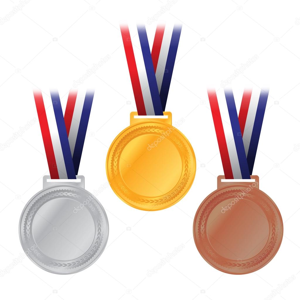 Gold, Silver, and Bronze Medals Illustration