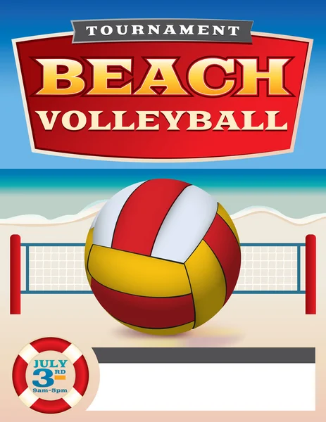 Torneo de Voleibol Playa Flyer Ilustración — Archivo Imágenes Vectoriales