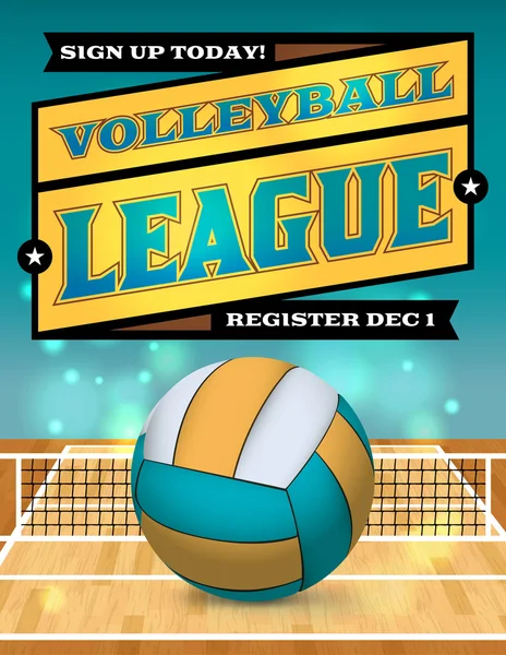 Pallavolo League Flyer Illustrazione — Vettoriale Stock