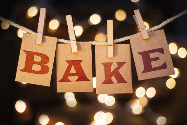Bake Concept Clipped Cards and Lights — Stock Photo, Image