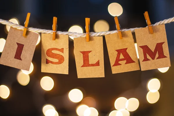 Islam concept beschneidete Karten und Lichter — Stockfoto