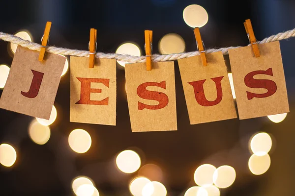Иисус обрезал карточки и огни — стоковое фото