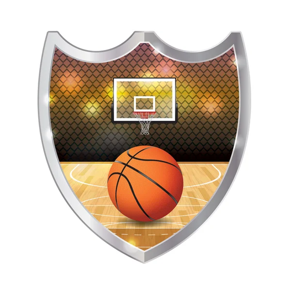 Illustrazione emblema di basket — Vettoriale Stock