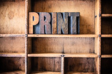 Yazdırma kavramı ahşap Letterpress Tema