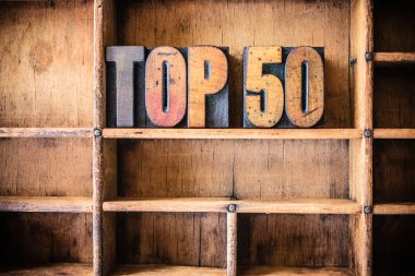 Top 50 kavramı ahşap Letterpress Tema