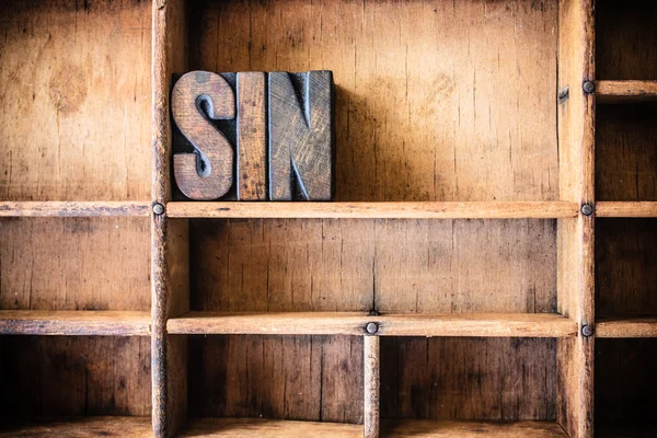 Sin Concept Tema de tipografía de madera — Foto de Stock