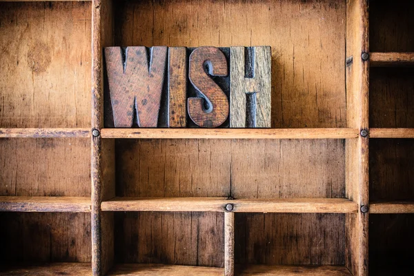 Tema Wish Concept Wooden Letterpress —  Fotos de Stock