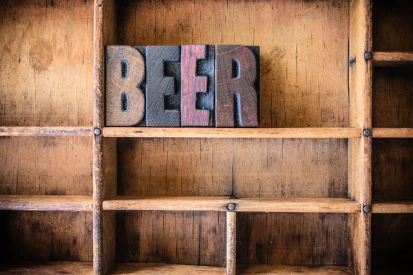 Beer Concept Wooden Letterpress Theme — Stock Photo, Image