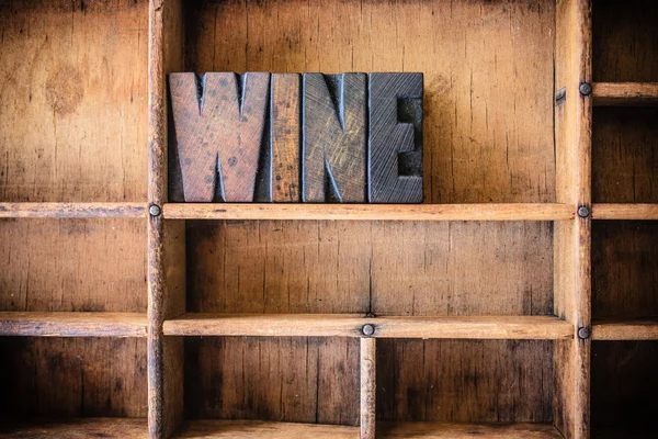 Wine Concept Wooden Letterpress Theme — Stock Photo, Image