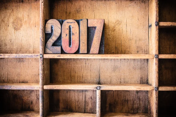 2017 Concept Wooden Letterpress Theme — Stock Photo, Image