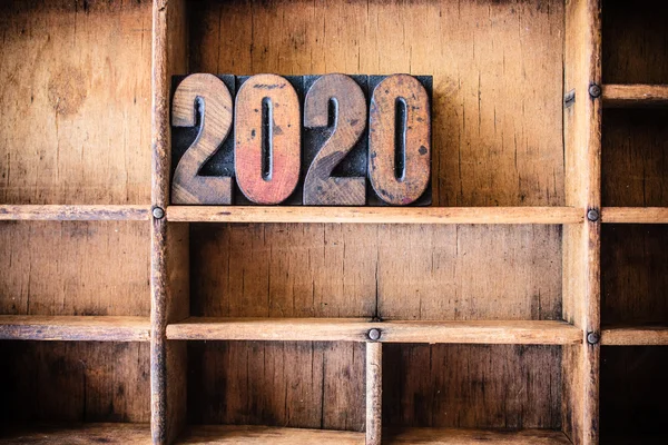 2020 Concept Wooden Letterpress Theme — Stock Photo, Image