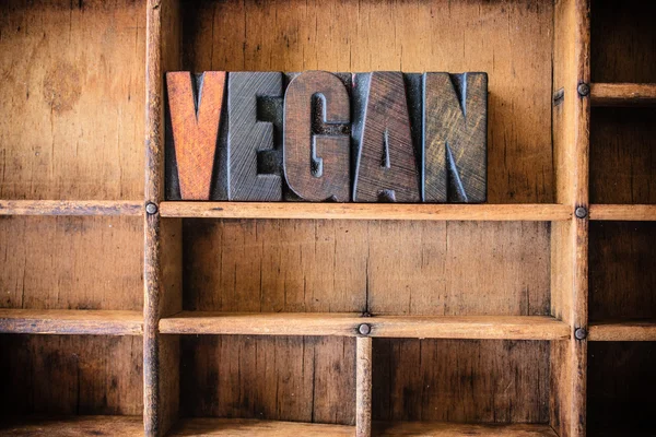 Vegan Concept Wooden Letterpress Theme — Stock Photo, Image