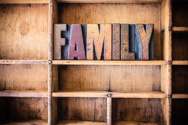 Family Concept Wooden Letterpress Theme