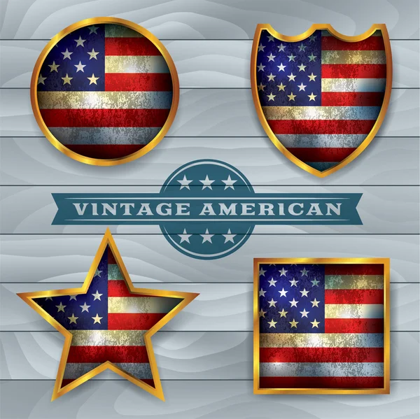 Ilustración de emblemas de bandera americana vintage — Vector de stock