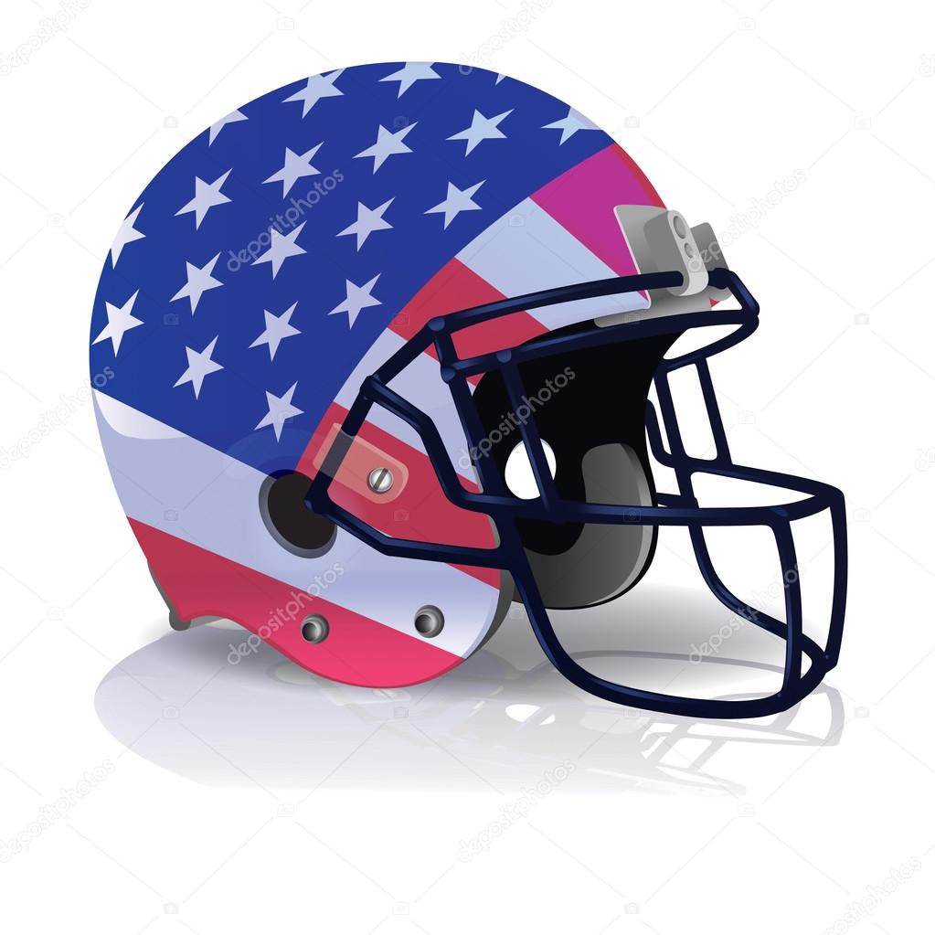 American Football Helmet with American Flag Illustration