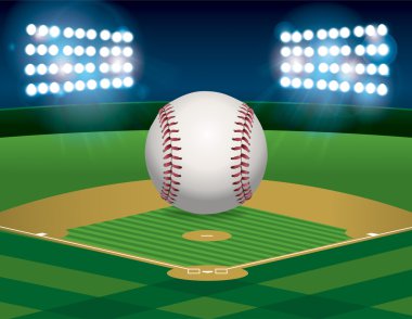 Baseball on Baseball Field Illustration clipart