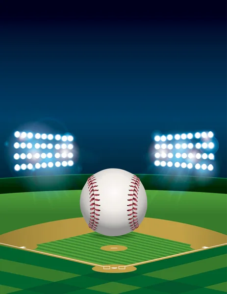 Baseball auf Baseballfeld Illustration — Stockvektor