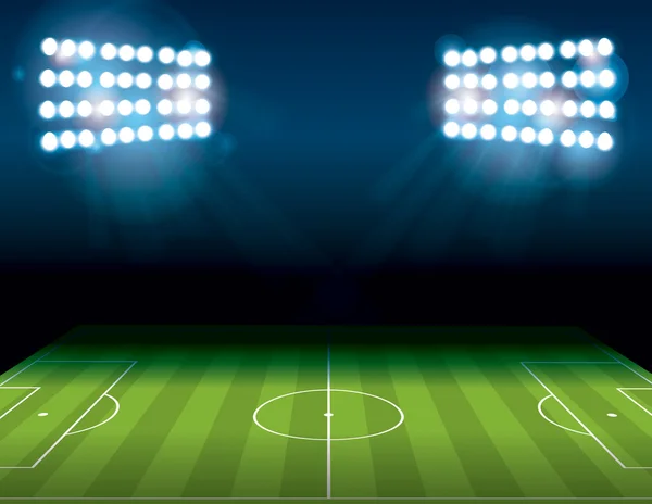 Γήπεδο ποδοσφαίρου αμερικανικό ποδόσφαιρο φωτίζεται εικονογράφηση — Διανυσματικό Αρχείο