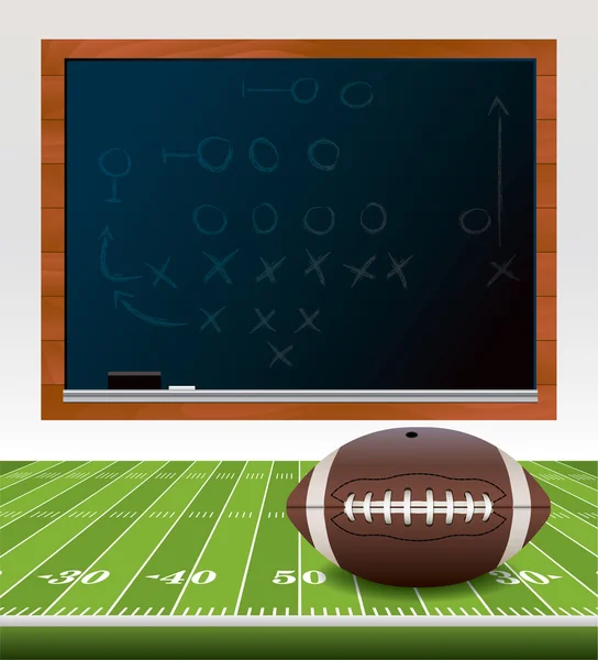 Futebol Americano em Campo com Chalkboard — Vetor de Stock