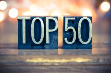 Top 50 kavramı Metal Letterpress türü
