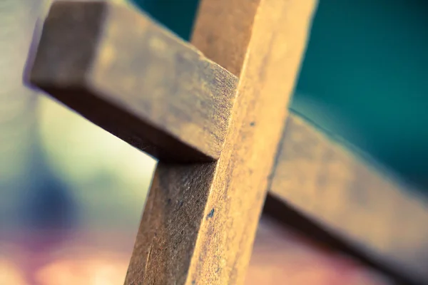 Wooden Christian Cross Closeup — Zdjęcie stockowe