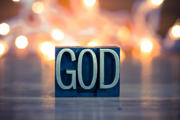 God Concept Metal Letterpress Type — Stockfoto