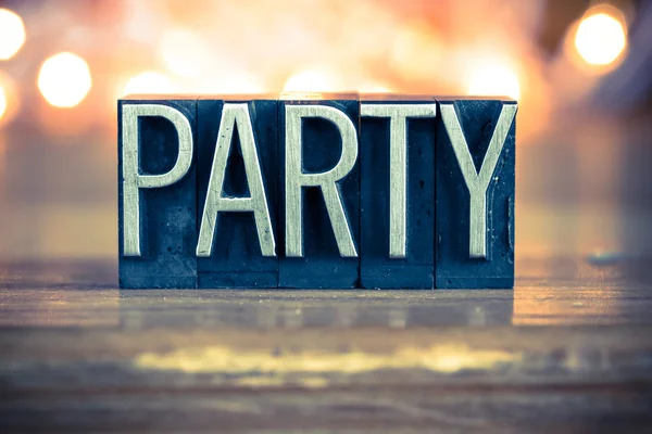 Party Concept Metal Letterpress Tip — Fotografie, imagine de stoc