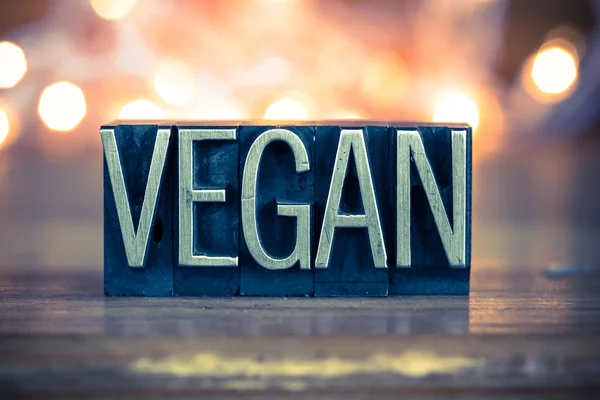 Vegan kavramı Metal Letterpress türü — Stok fotoğraf