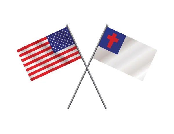 American and Christian Flags Illustration — ストックベクタ