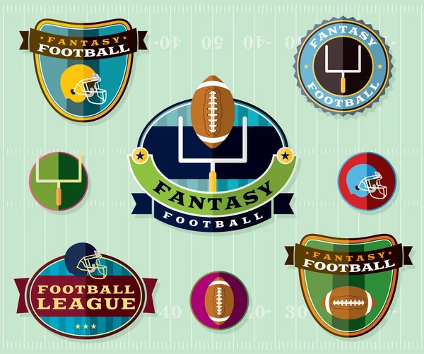 American Fantasy Futebol Emblems Set Ilustração — Vetor de Stock