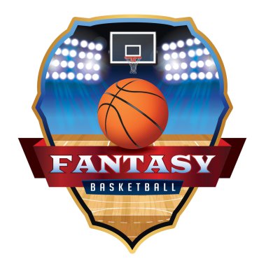 Fantezi basketbol amblemi rozet illüstrasyon