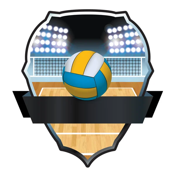 Volejbal a soud odznak ilustrace — Stockový vektor