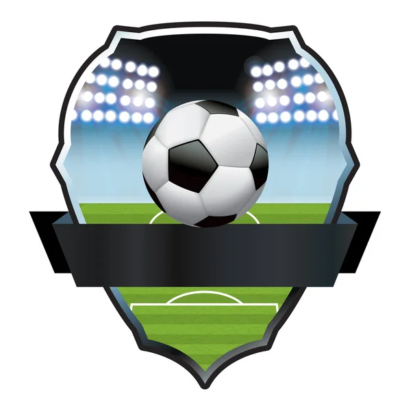 Campo de fútbol e ilustración de pelota — Vector de stock