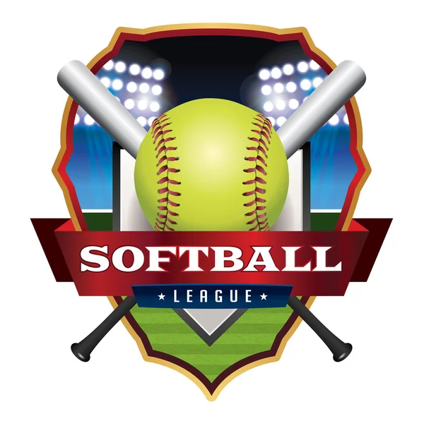 Illustration de l'emblème de la Ligue de softball — Image vectorielle