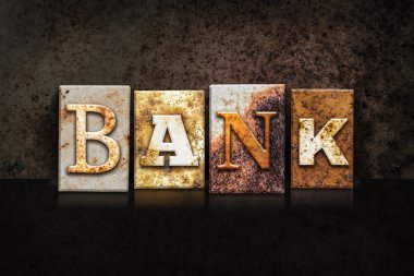 Banka Letterpress kavramı koyu arka plan üzerinde