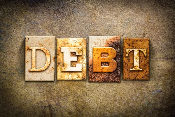 Debt Concept Letterpress Tema in pelle — Foto Stock