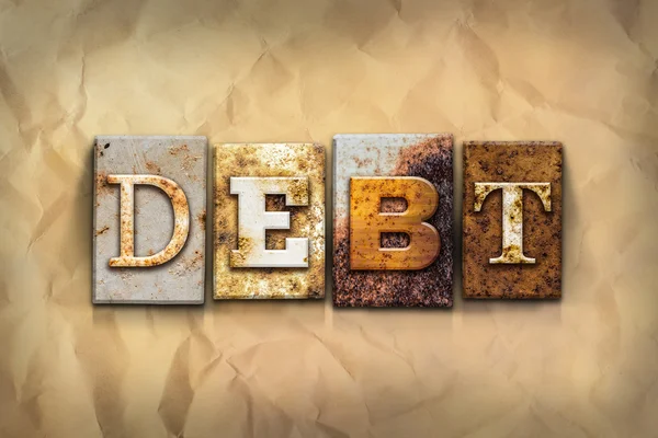 Debt Concept Rusted Metal Type — Stock Photo, Image