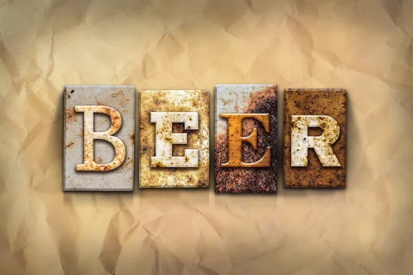 Beer Concept Rusted Metal Type — Stock Photo, Image