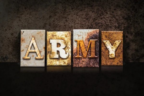 Army Letterpress Concept on Dark Background — Stock Photo, Image