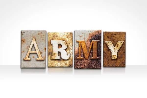 Army Letterpress Concept Isolated on White — Stock Photo, Image