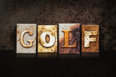 Golf Letterpress kavramı koyu arka plan üzerinde