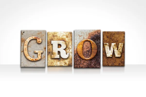 Grow Letterpress Concept Isolated on White — Stock Photo, Image